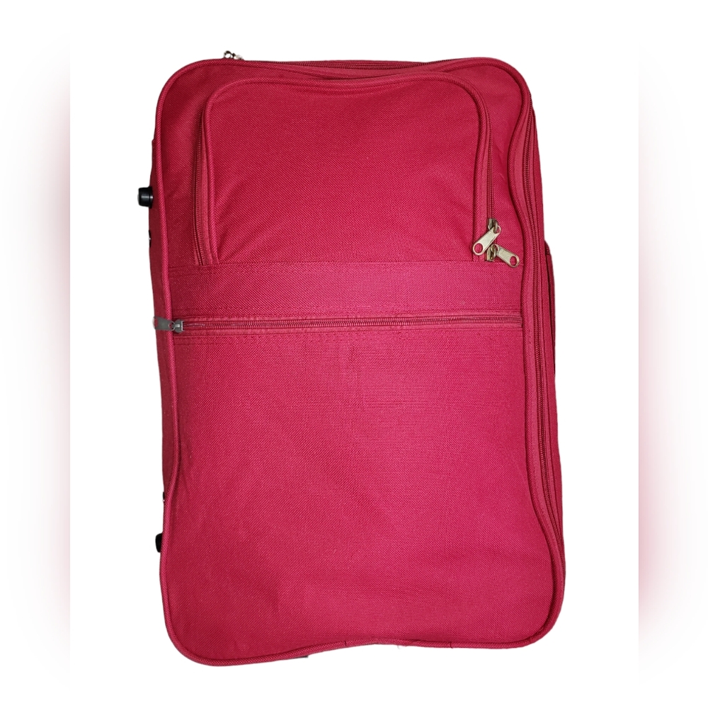 Carry on collapsible foldable 19" x 11" x 6" red new removable 2 wheels luggage